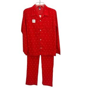 OLD NAVY Red Heart Print Pajama Set Girls XXL 18 Button Front Sleepwear NWT